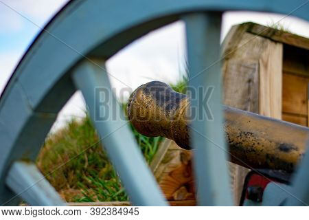 A Revoluationay War Era Cannon Looking Out From General Muhlenberg's Brigade Redoubt In Valley Forge