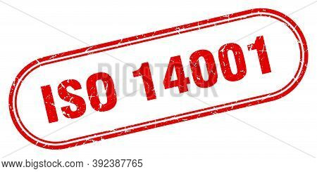 Iso 14001 Stamp. Rounded Grunge Sign On White Background
