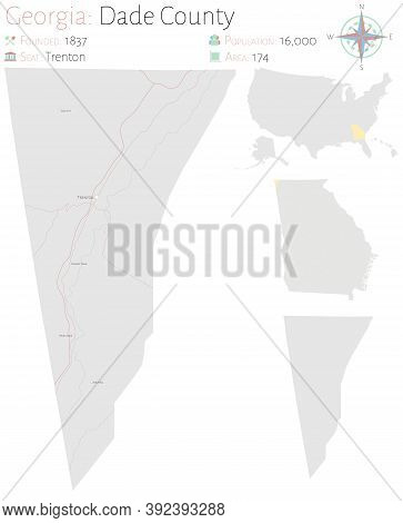 Large And Detailed Map Of Dade County In Georgia, Usa.