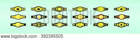 Set Of Champion Belt Cartoon Icon Design Template With Various Models. Vector Illustration. Isolated