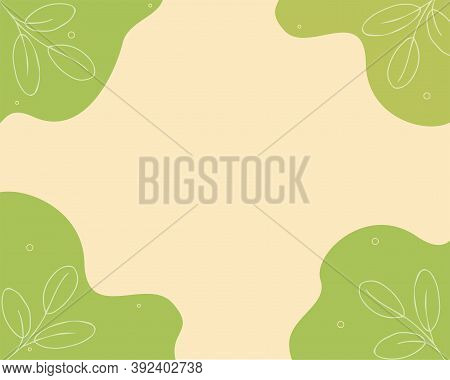 Banner With Abstract Shapes, Template With Modern Background And Leaves, Vector Illustration
