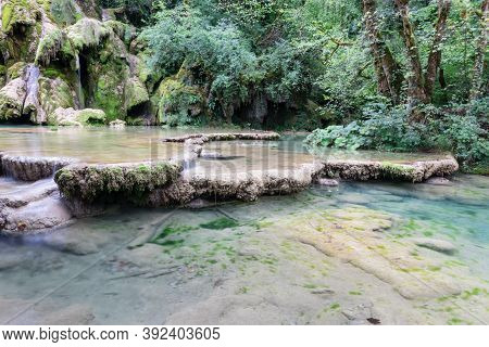 Jura Tufs Waterfall, With Its Spectacle Limestone Sculptures, France