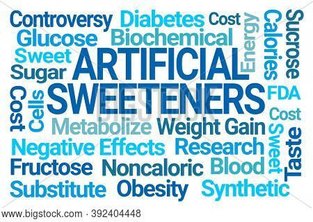 Artificial Sweeteners Blue Word Cloud on White Background