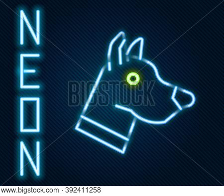 Glowing Neon Line Dog Head Icon Isolated On Black Background. Colorful Outline Concept. Vector