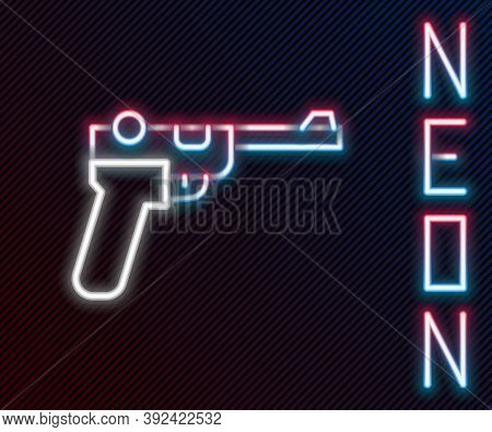 Glowing Neon Line Mauser Gun Icon Isolated On Black Background. Mauser C96 Is A Semi-automatic Pisto
