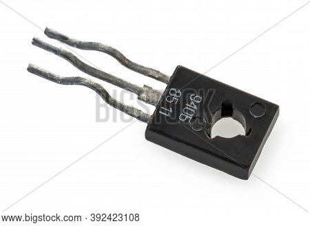 Radio Part Transistor Closeup On White Isolated Background