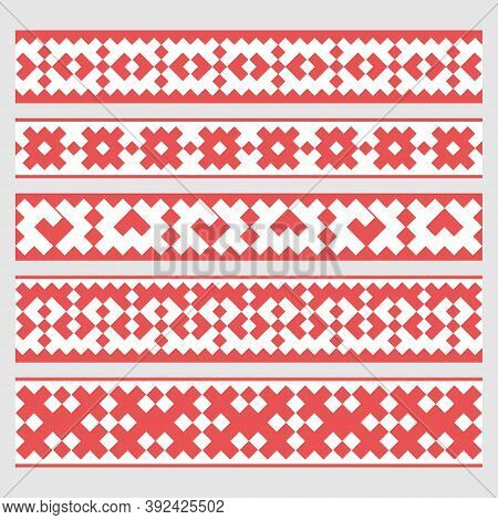 Patterns Based On Khanty-mansi Siberian Folk Ornaments Set