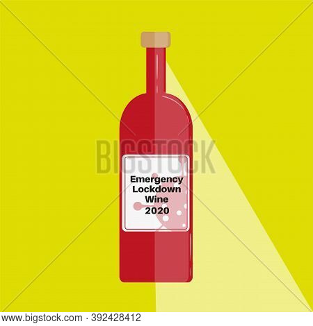 Emergency Lockdown Wine Bottle 2020 Vintage Vector Illustration