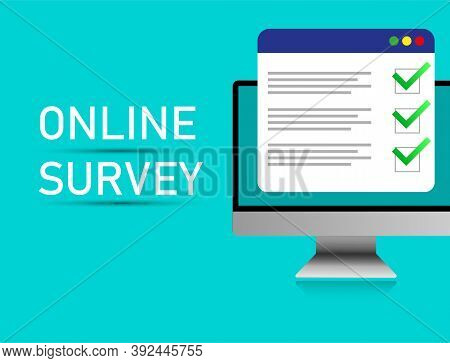 Online Checklist On A Computer Monitor. Completing Tasks. All Tasks Have Been Completed. Vector Eps1