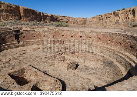 Looking Into One  Of The Ancient Kivas At The Chetro Ketl Great House Site Built By The Anasazi Peop