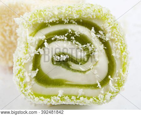Oriental Sweets, Rahat Lucum On A White Background. Beautiful Background.