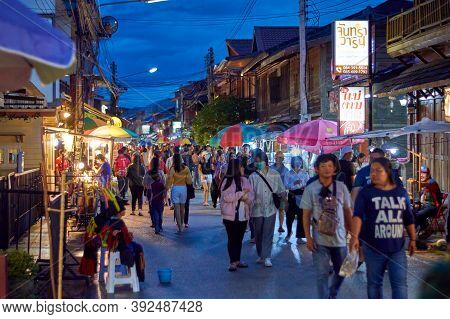 Loei Chiang Khan  Thailand-18 October 2020: Chiang Khan Walking Street Offers A Variety Of Products 