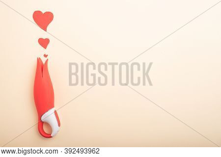 Hearts And Clitoral Vibrator. Empty Space For Text