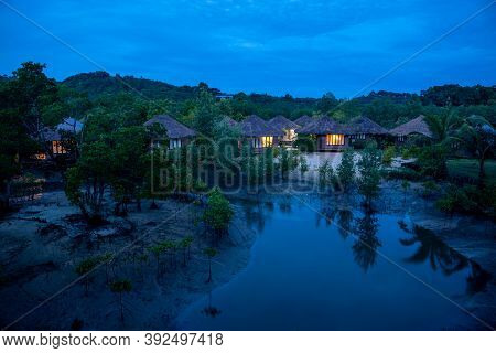 Ranong, Thailand - September 21, 2020 : Blue Sky Resort In Mangrove Forest At Koh Phayam Island, Ran