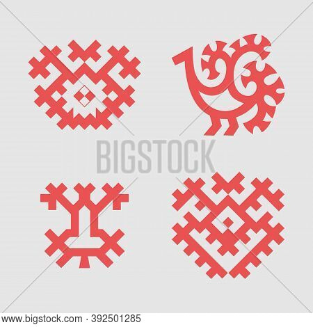Patterns Based On Khanty-mansi Siberian Folk Ornaments Set