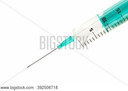 Vaccination, Close Up Of Injektion Isolated On White Background