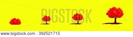 Set Of Burning Tree Icon Design Template With Various Models. Vector Illustration Isolated On Yellow