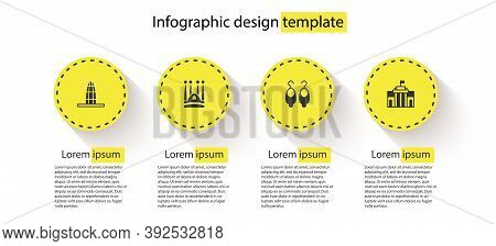 Set Agbar Tower, Sagrada Familia, Earrings And Prado Museum. Business Infographic Template. Vector