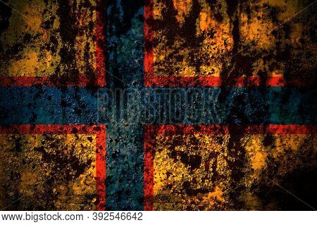 Ingrian People Flag On Grunge Metal Background Texture With Scratches And Cracks