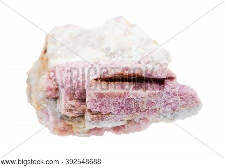 Macro Photography Of Sample Of Natural Mineral From Geological Collection - Unpolished Pink Tourmali