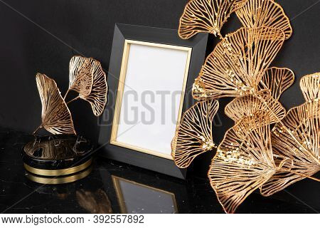 Black And Gold Mok Up Frame, Luxury 20s Art Deco Style