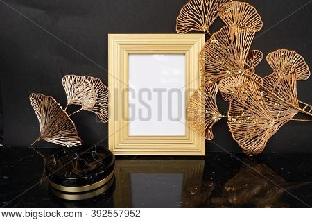 Black And Gold Mok Up Elegant Frame, Luxury 20s Art Deco Style