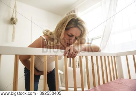Pregnant Woman With A Lot Of Stress At Home Pain In Stomac