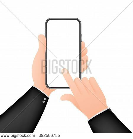 Click Smartphone. Empty Screen, Phone Mockup. Device Mockup. Cursor Icon Vector. Hand Pointer Vector