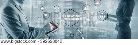 Allocation Of Resources Concept On Virtual 3d Screen. Strategic Planning.