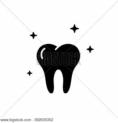 Tooth Icon In Black. Mouth. Dentistry. Teethcare Concept. Vector Eps 10. Isolated On White Backgroun