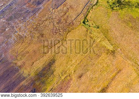 Aerial View Of Peat Cutting Aerial Is Donegal - Ireland