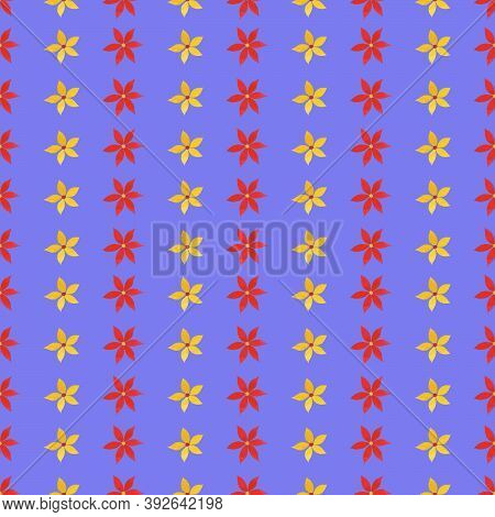 Floral Watercolor Pattern On A Blue Background, Pink And Yellow Flowers