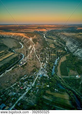 Aerial View Of A Butuceni Village. Old Orhei Is A Historical And Archaeological Complex In The Epony