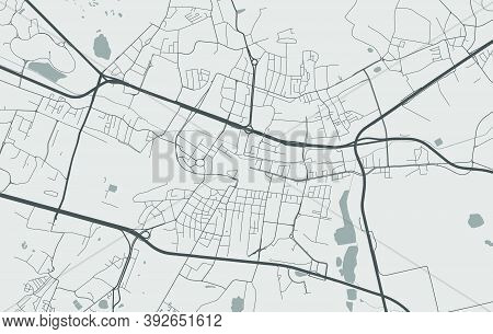 Urban City Map Of Katowice. Vector Illustration, Katowice Map Grayscale Art Poster. Street Map Image