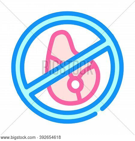 Ban On Meat Color Icon Vector Illustration