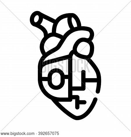 Heart Pacemaker Line Icon Vector Illustration Sign