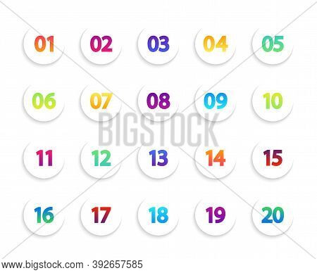 Bullet Icons. Numbers In White Circle. Round Gradient Points For Infographic. List Of Creative Butto