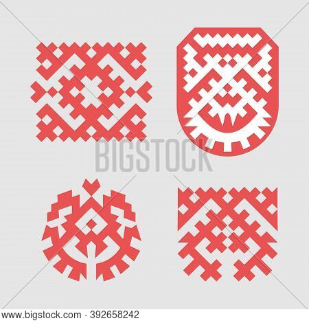 Patterns Based On Khanty-mansi Siberian Folk Ornaments Set