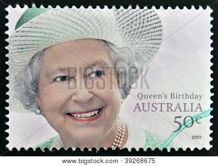 A stamp printed in Austraia shows Queen Elizabeth II