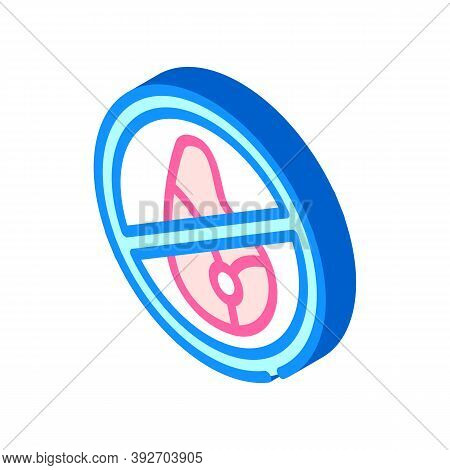 Ban On Meat Isometric Icon Vector Illustration