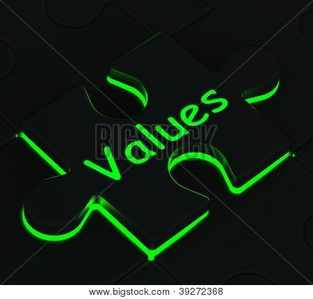 Puzzle de valores mostrando valores morales