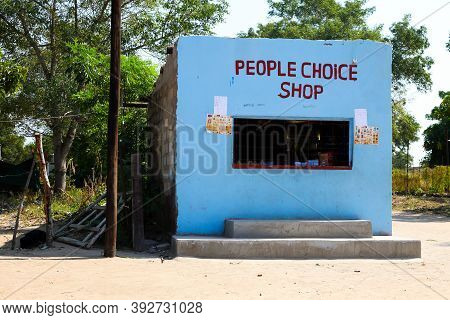Sabi Sabi, South Africa - May 5, 2012: Outside Exterior Of Old Spaza Shop  Traditional Retail Store 