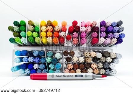 Bologna / Italy - November 2, 2020: Copic Markers For Manga Cartoonists And Artists.