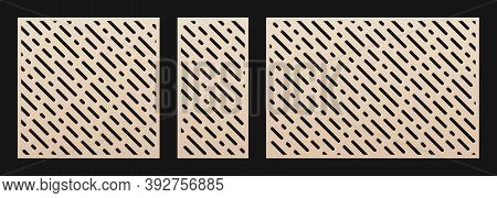 Laser Cut Panel. Abstract Geometric Pattern With Diagonal Lines, Stripes, Rain Drops. Elegant Decora