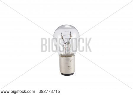 Car Light Bulb P21 5w Isolated On White. Car Lighting Equipment Spare Part, Car Bulb.