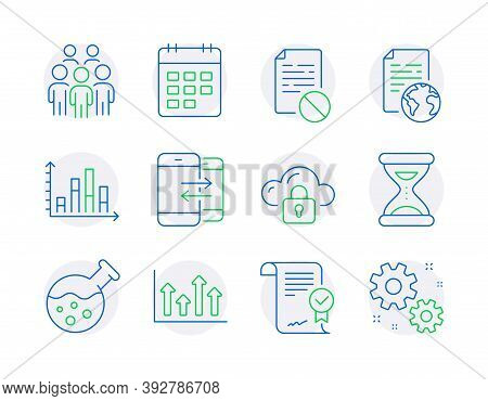 Education Icons Set. Included Icon As Calendar, Internet Document, Cloud Protection Signs. Approved 