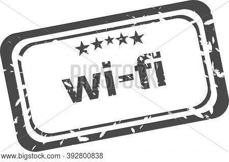 Grunge Rubber Stamp With Text Wi-fi Isolated On White