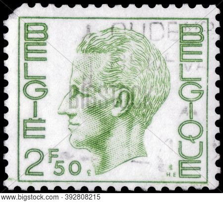 Saint Petersburg, Russia - September 18, 2020: Postage Stamp Issued In Belgium The Image Of The King