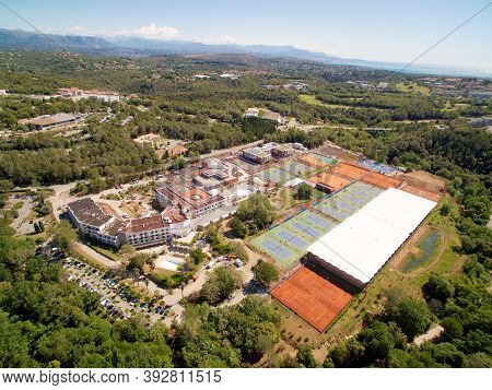 Aerial View Of Mouratoglou Tennis Academy In Biot, South Of France, France. September 19th, 2019