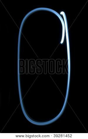 Nummer nul cijfer van Neon licht